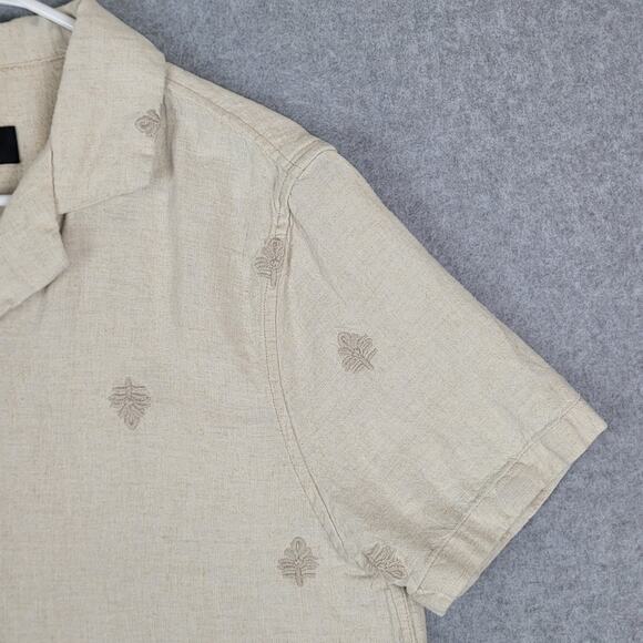 Truth by Republic Shirt Mens Size Small 55% Linen Woven Embroidered - Picture 7 of 16